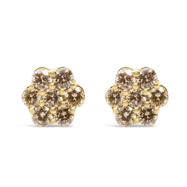 1 Ct. T.W. Diamond Floral Stud Earrings in 14K Yellow Gold, photo 1