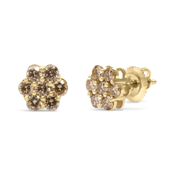 1 Ct. T.W. Diamond Floral Stud Earrings in 14K Yellow Gold, photo 2