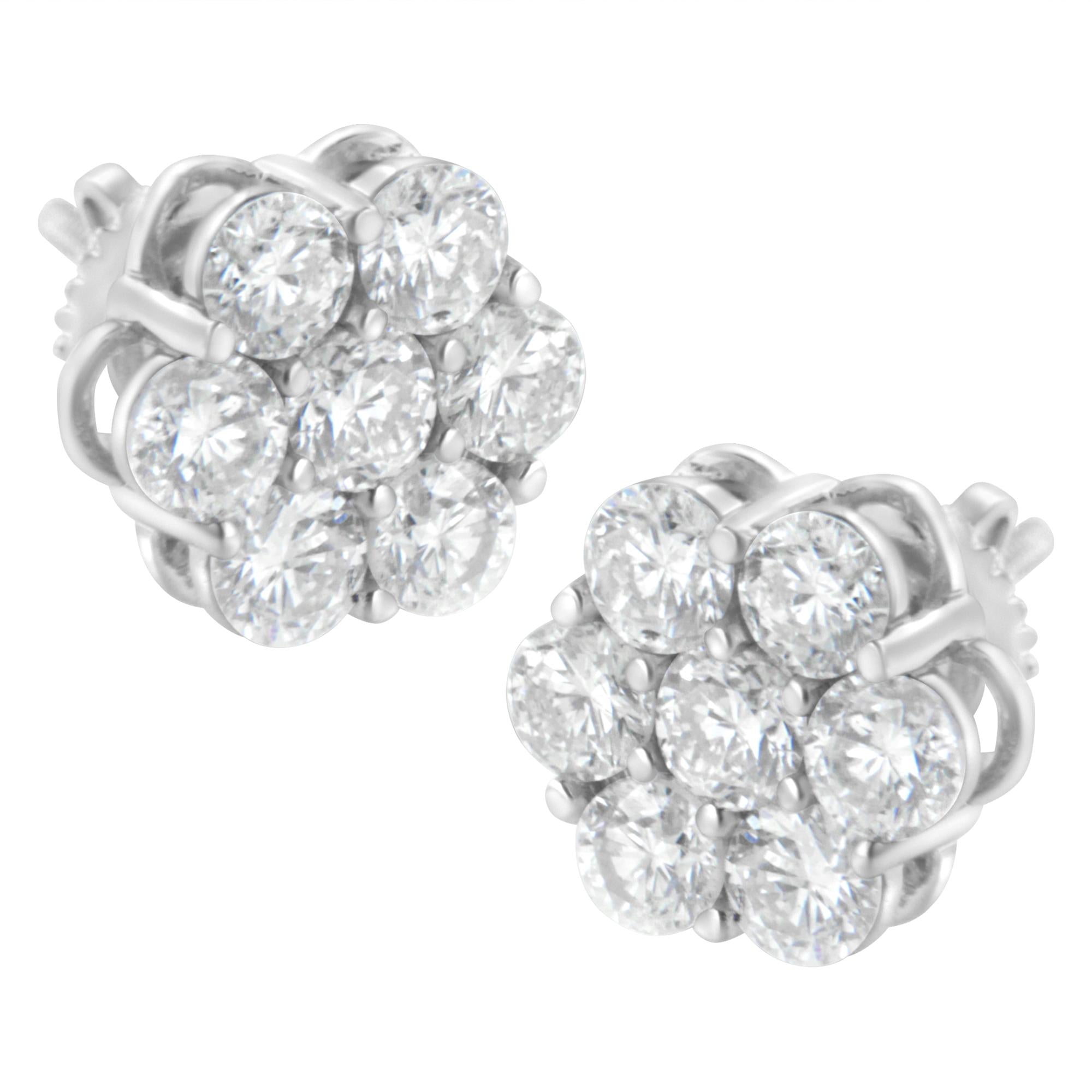 2 Ct. T.W. Floral Composite 7 Stone Diamond Stud Earrings in Sterling Silver, photo 1