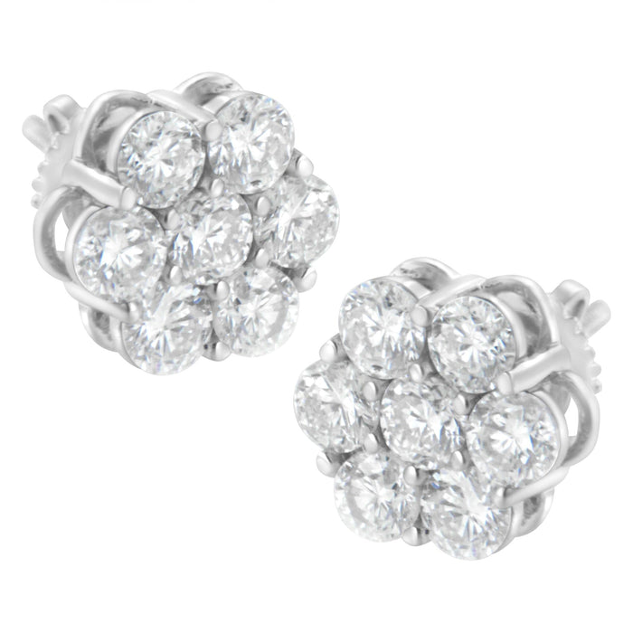 2 Ct. T.W. Floral Composite 7 Stone Diamond Stud Earrings in Sterling Silver, photo 1