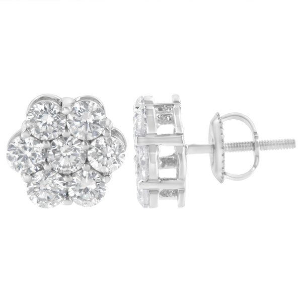 2 Ct. T.W. Floral Composite 7 Stone Diamond Stud Earrings in Sterling Silver, photo 2