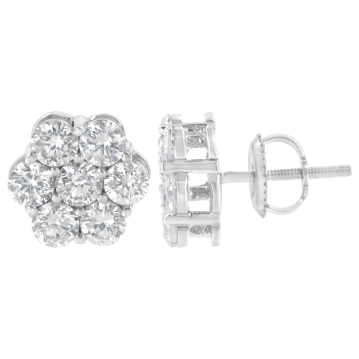 2 Ct. T.W. Floral Composite 7 Stone Diamond Stud Earrings in Sterling Silver, photo 2