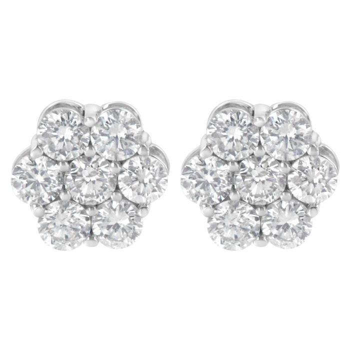 2 Ct. T.W. Floral Composite 7 Stone Diamond Stud Earrings in Sterling Silver, photo 4