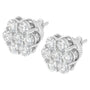 2 Ct. T.W. Floral Composite 7 Stone Diamond Stud Earrings in Sterling Silver, photo 5