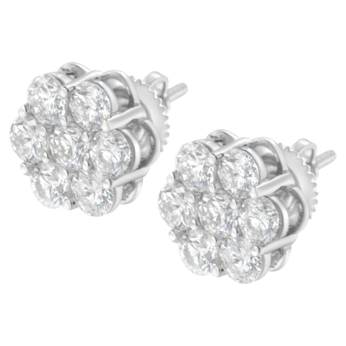 2 Ct. T.W. Floral Composite 7 Stone Diamond Stud Earrings in Sterling Silver, photo 5
