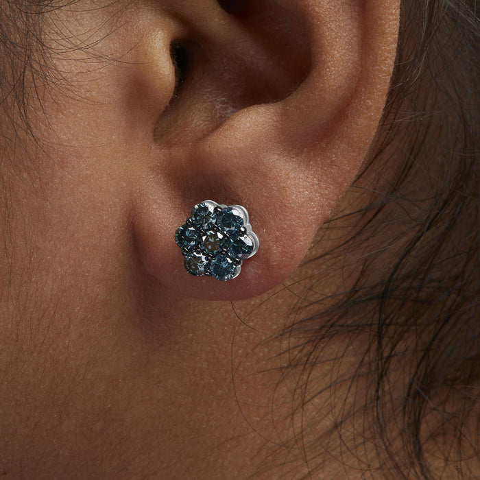 2 Ct. T.W. Floral Composite 7 Stone Diamond Stud Earrings in Sterling Silver, photo 3