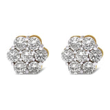 2 Ct. T.W. Diamond Floral Cluster Stud Earrings with Screw Back in 14K Yellow Gold