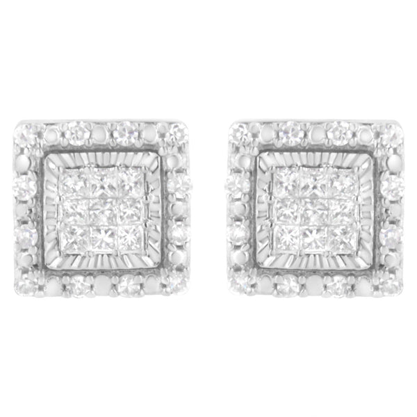 1/2 Ct. T.W. Invisible-Set Princess-Cut Diamond Square Stud Earrings in 10K White Gold, photo 1