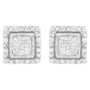 Aretes de botón cuadrados con engaste invisible y diamantes talla princesa de 1/2 ct. p.t. en oro blanco de 10K, foto 1