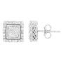 Aretes de botón cuadrados con engaste invisible y diamantes talla princesa de 1/2 ct. p.t. en oro blanco de 10K, foto 4