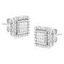 Aretes de botón cuadrados con engaste invisible y diamantes talla princesa de 1/2 ct. p.t. en oro blanco de 10K, foto 5