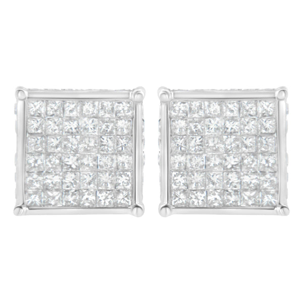 2 Ct. T.W. Princess-Cut Composite Diamond Stud Earrings in 10K White Gold, photo 1