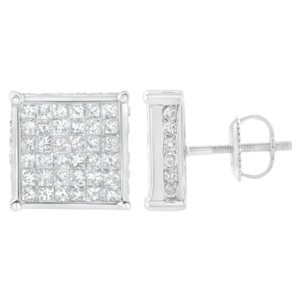 2 Ct. T.W. Princess-Cut Composite Diamond Stud Earrings in 10K White Gold, photo 2