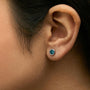Bezel-Set Lab-Grown Blue Diamond Solitaire Stud Earrings in 14K Gold, photo 8