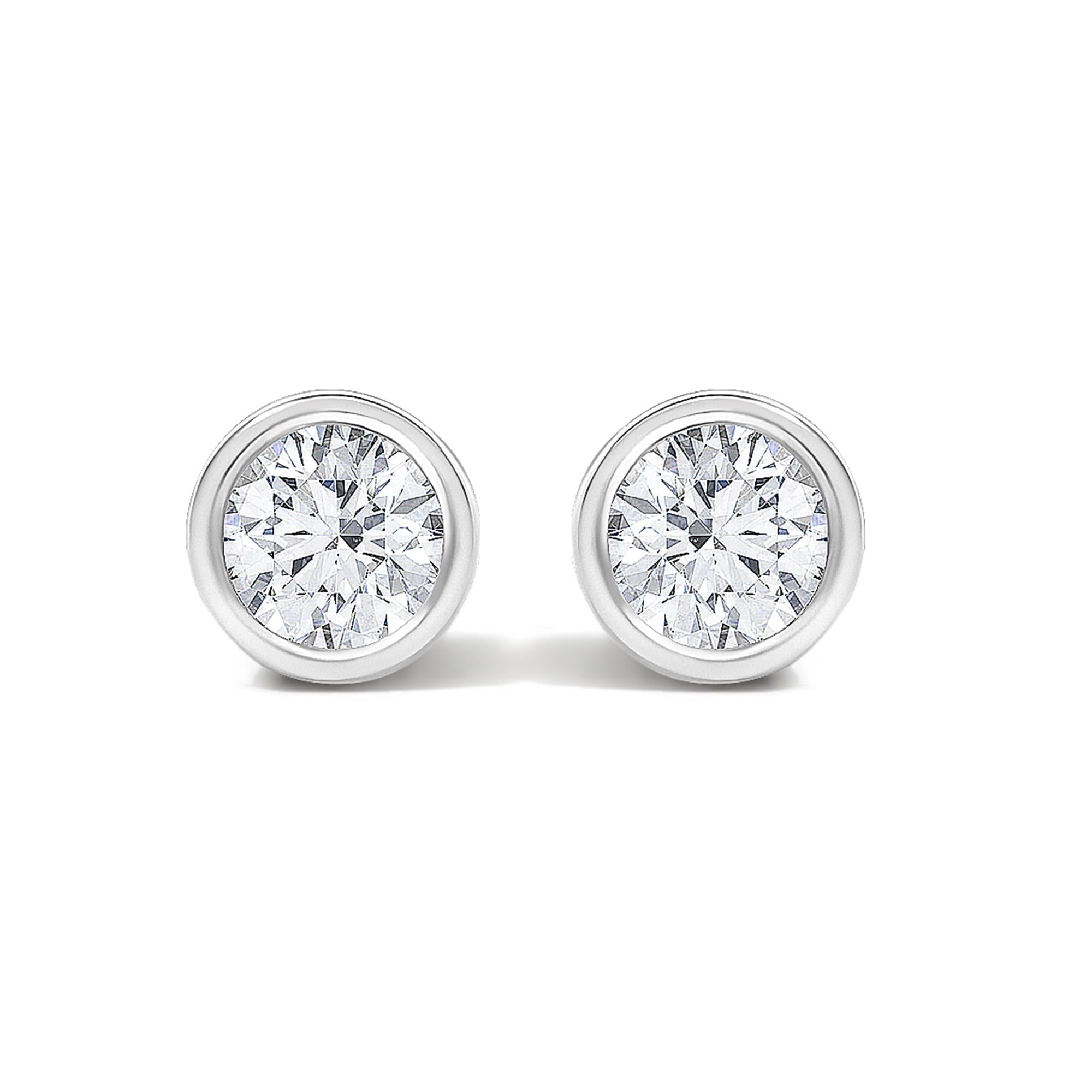 1/2 Ct. T.W. Lab-Grown Diamond Bezel Solitaire Stud Earrings in 14K White Gold, photo 1
