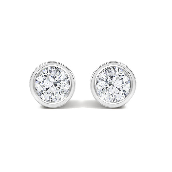 1/2 Ct. T.W. Lab-Grown Diamond Bezel Solitaire Stud Earrings in 14K White Gold, photo 1