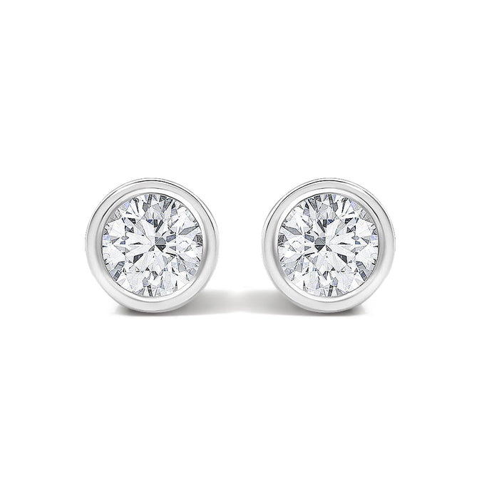 1/2 Ct. T.W. Lab-Grown Diamond Bezel Solitaire Stud Earrings in 14K White Gold, photo 1