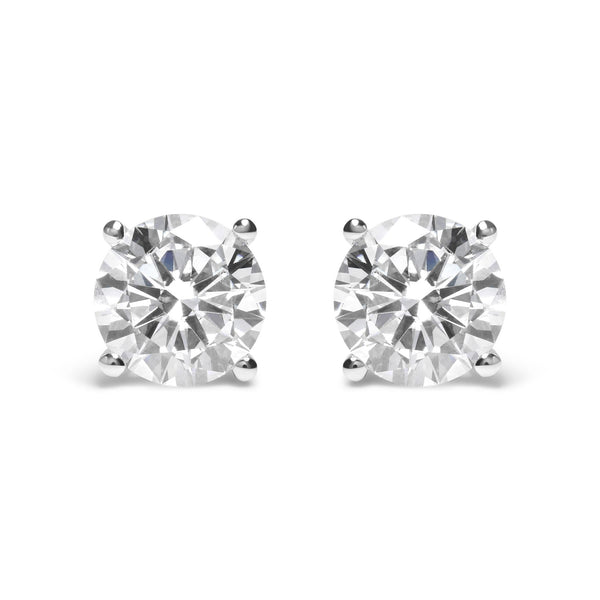 Aretes de botón con diamantes cultivados en laboratorio de 5 ct. p.t. certificados IGI en oro blanco de 14K, foto 1