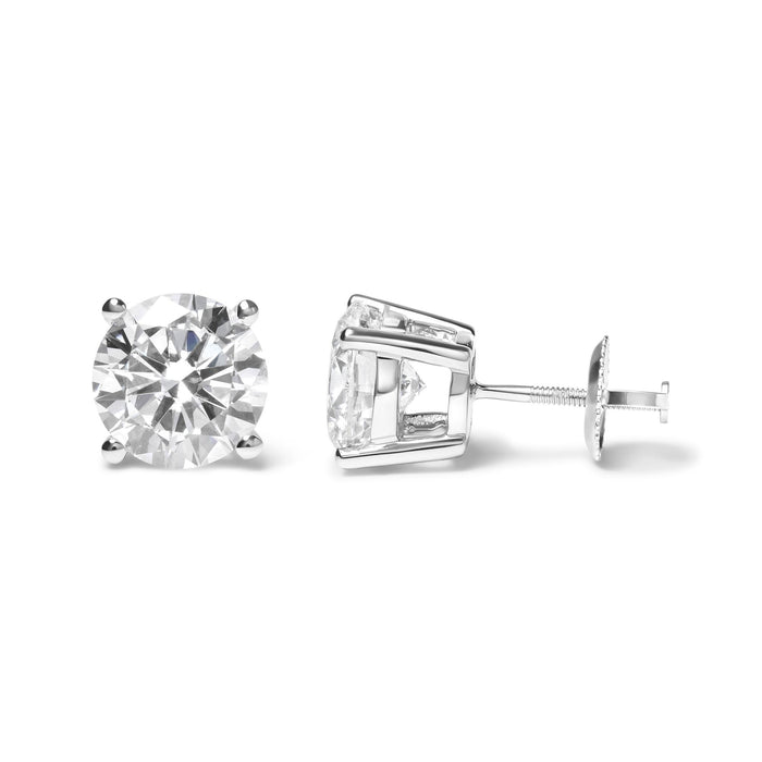 Round Lab-Grown Diamond Solitaire Stud Earrings with Screw Backs in 14K Gold