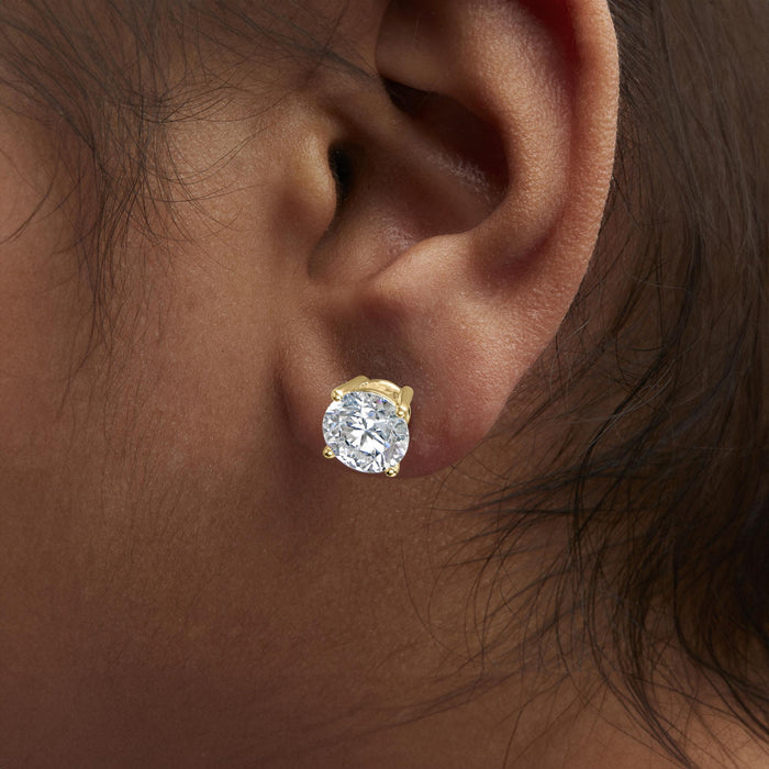 Round Lab-Grown Diamond Solitaire Stud Earrings with Screw Backs in 14K Gold