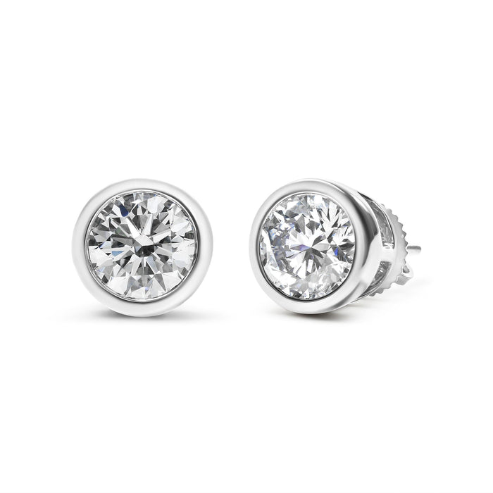 Lab-Grown Diamond Screw-Back Classic Bezel Solitaire Stud Earrings in 14K Gold, photo 4