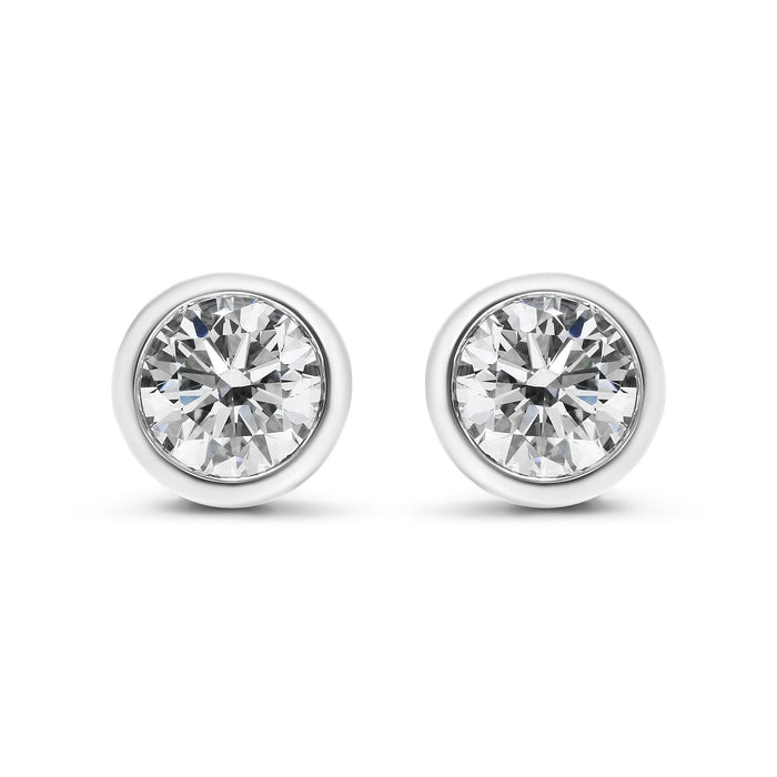 Lab-Grown Diamond Screw-Back Classic Bezel Solitaire Stud Earrings in 14K Gold, photo 10
