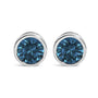Bezel-Set Lab-Grown Blue Diamond Solitaire Stud Earrings in 14K Gold, photo 1