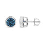 Bezel-Set Lab-Grown Blue Diamond Solitaire Stud Earrings in 14K Gold, photo 10