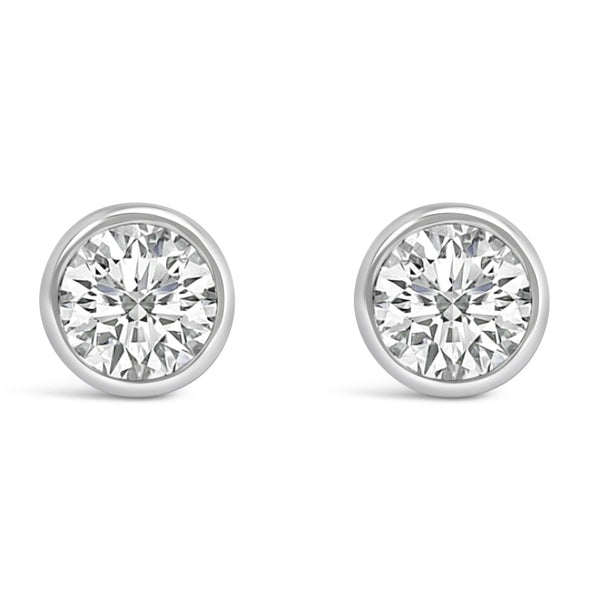 Lab-Grown Diamond Screw-Back Classic Bezel Solitaire Stud Earrings in 14K Gold, photo 2