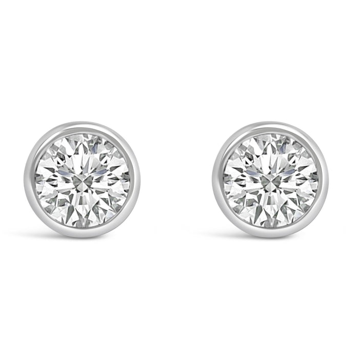 Lab-Grown Diamond Screw-Back Classic Bezel Solitaire Stud Earrings in 14K Gold, photo 2