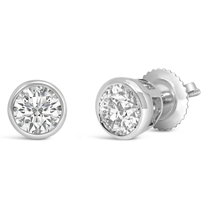Lab-Grown Diamond Screw-Back Classic Bezel Solitaire Stud Earrings in 14K Gold, photo 5