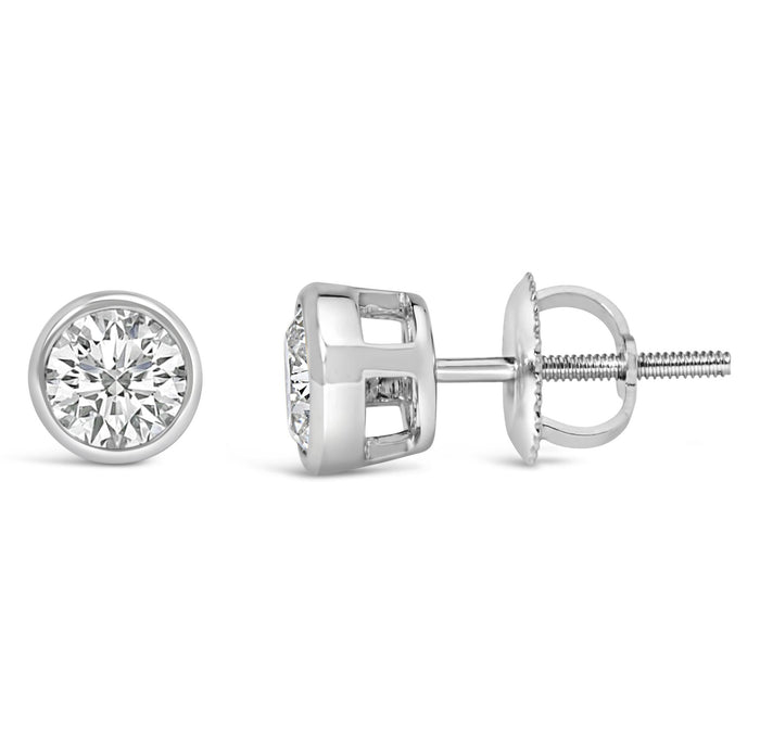 Lab-Grown Diamond Screw-Back Classic Bezel Solitaire Stud Earrings in 14K Gold, photo 11