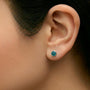 Bezel-Set Lab-Grown Blue Diamond Solitaire Stud Earrings in 14K Gold, photo 9