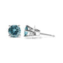 Aretes de botón clásicos de 4 garras con cierre de rosca y diamantes azul aqua tratados de 1/2 ct. p.t. en oro de 14K, foto 8