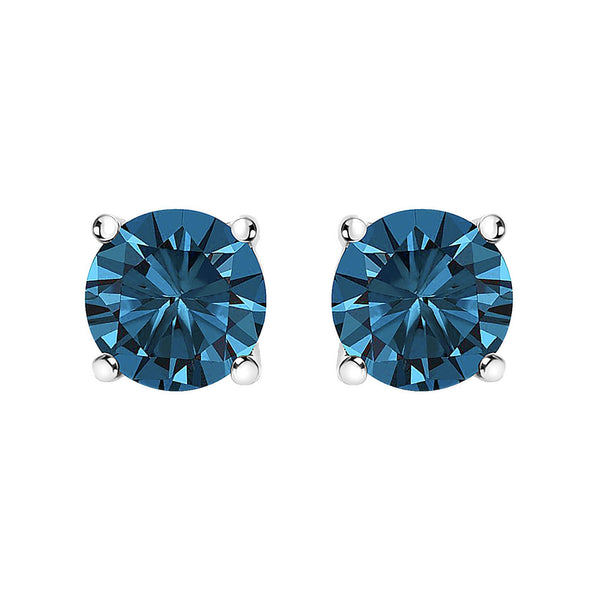 0.5 Ct. T.W. Round Brilliant-Cut Lab-Grown Blue Diamond 4-Prong Classic Solitaire Stud Earrings with Pushbacks in 14K Gold, photo 2