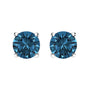 Aretes de botón solitarios de 4 garras con diamantes azules cultivados en laboratorio de 0.5 ct. p.t. en oro de 14K, foto 2