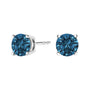 Aretes de botón solitarios de 4 garras con diamantes azules cultivados en laboratorio de 0.5 ct. p.t. en oro de 14K, foto 8