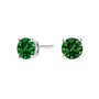 Aretes de botón solitarios clásicos con diamantes verdes cultivados en laboratorio de 1/2 ct. p.t. en oro de 14K, foto 4