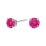 Aretes de botón solitarios de 4 garras con diamantes rosados creados en laboratorio de 1/2 ct. p.t. en oro blanco de 10K