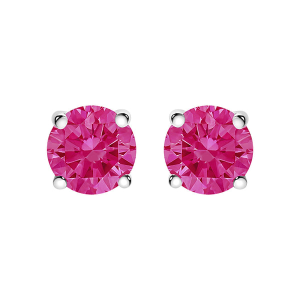 1/2 Ct. T.W. Lab-Created Round Brilliant-Cut Pink Diamond Classic 4-Prong Solitaire Stud Earrings in 10K White Gold, photo 2