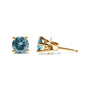 Aretes de botón clásicos de 4 garras con cierre de rosca y diamantes azul aqua tratados de 1/2 ct. p.t. en oro de 14K, foto 7