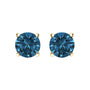 Aretes de botón solitarios de 4 garras con diamantes azules cultivados en laboratorio de 0.5 ct. p.t. en oro de 14K, foto 1