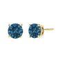 Aretes de botón solitarios de 4 garras con diamantes azules cultivados en laboratorio de 0.5 ct. p.t. en oro de 14K, foto 3