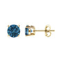 Aretes de botón solitarios de 4 garras con diamantes azules cultivados en laboratorio de 0.5 ct. p.t. en oro de 14K, foto 7