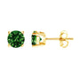 Aretes de botón solitarios clásicos con diamantes verdes cultivados en laboratorio de 1/2 ct. p.t. en oro de 14K, foto 7