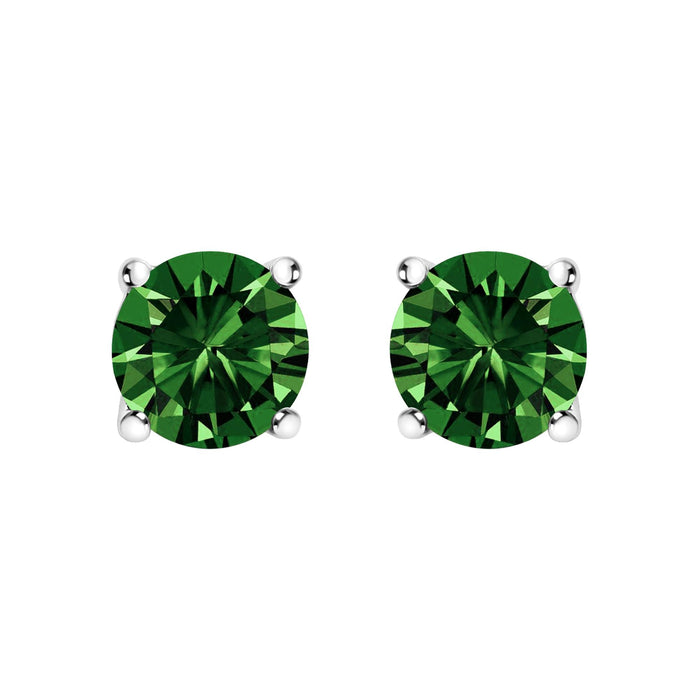 Lab-Grown Green Diamond Classic Solitaire Stud Earrings in 14K Gold, photo 6