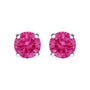 1 Ct. T.W. Lab-Created Round Brilliant-Cut Pink Diamond Classic 4-Prong Solitaire Stud Earrings in 10K White Gold, photo 2