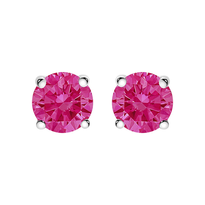 1 Ct. T.W. Lab-Created Round Brilliant-Cut Pink Diamond Classic 4-Prong Solitaire Stud Earrings in 10K White Gold, photo 2