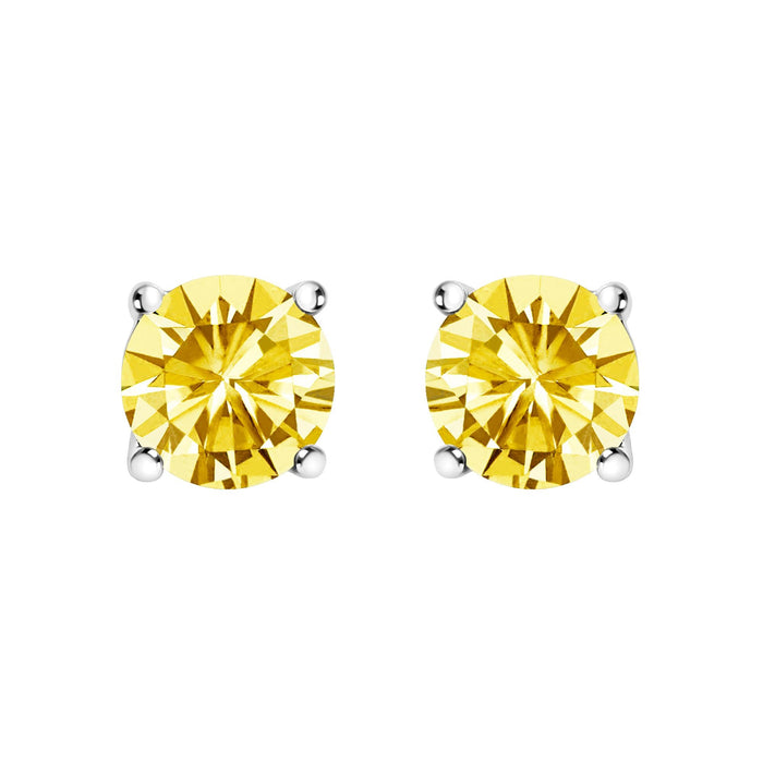 Lab-Grown Yellow Diamond Solitaire Stud Earrings in 14K Gold, photo 6