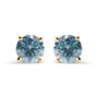 Aretes de botón solitario clásicos con diamantes azul agua tratados de 1 ct. p.t. en oro amarillo de 14K, foto 1